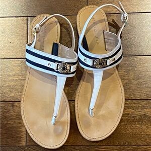 Tommy Hilfiger Black & White Vegan Leather Sandals